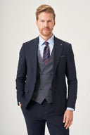 Jakamen Men’s Vest Suit – Peak Lapel - Navy