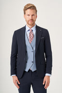 Jakamen Men’s Vest Suit – Peak Lapel, Double Breasted Vest - Navy