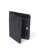 Card Holder with Snap Closure – Wrinkled Leather - Black