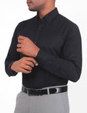 Slim Fit Button-Down Collar Dress Shirt - Black