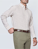 Slim-Fit Striped Seersucker Shirt - Beige