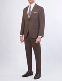 Slim Fit 3-Piece Combined Suit - Brown