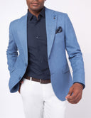 Slim-Fit Men’s Twill Linen Blazer - Blue