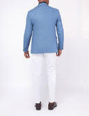Slim-Fit Men’s Twill Linen Blazer - Blue