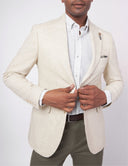Slim-Fit Men’s Twill Linen Blazer - Light beige