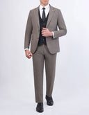 Combined 3-Piece Slim Fit Suit - Beige Brown
