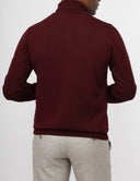 Striped Pullover with a High Neck - Maroon