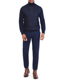 Striped Pullover with a High Neck - Navy