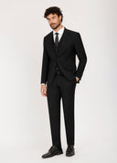Three-Piece Wool Vest Suit - Black