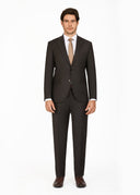 Notch Lapel Slim Fit Wool Suit - Brown