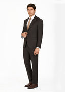 Notch Lapel Slim Fit Wool Suit - Brown