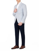 Slim-Fit Linen Blazer - Light blue