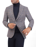 Men’s Checked Wool Blazer in Slim Fit - Brown navy