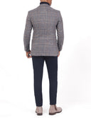 Men’s Checked Wool Blazer in Slim Fit - Brown navy