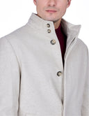 Wool-Cashmere Coat with Hidden Button Closure - Light beige