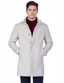 Wool-Cashmere Coat with Hidden Button Closure - Light beige