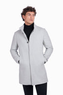 Wool-Cashmere Coat with Hidden Button Closure - Light grey