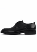 Classic Plain Genuine Leather Derby Shoes - Black