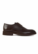 Classic Plain Genuine Leather Derby Shoes - Dark brown