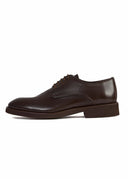 Classic Plain Genuine Leather Derby Shoes - Dark brown