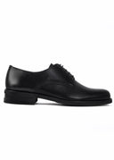 Classic Plain Genuine Leather Derby Shoes - Black