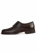 Classic Plain Genuine Leather Derby Shoes - Dark brown