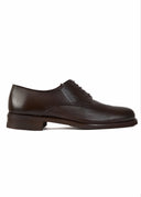 Classic Plain Genuine Leather Derby Shoes - Dark brown