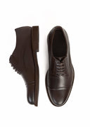 Classic Genuine Leather Derby Shoes - Dark brown
