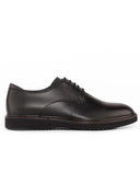 Practical Leather Derby Shoes — Rubber Sole Comfort - Black