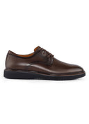 Practical Leather Derby Shoes — Rubber Sole Comfort - Dark brown