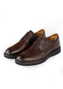 Practical Leather Derby Shoes — Rubber Sole Comfort - Dark brown