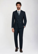 Double Breasted Peak Lapel Suit - Navy