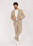Notch Lapel Slim Fit Suit - Beige