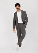Notch Lapel Slim Fit Suit - Dark Grey