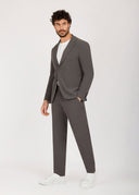 Notch Lapel Slim Fit Suit - Dark Grey