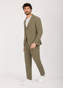 Notch Lapel Slim Fit Suit - Olive