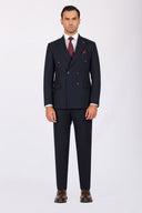 Double Breasted Slim Fit Suit - Navy