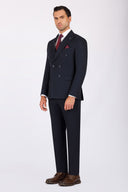 Double Breasted Slim Fit Suit - Navy