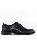 Semi-Textured Leather Derby Shoes — Subtle Formal Detail - Black