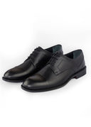 Semi-Textured Leather Derby Shoes — Subtle Formal Detail - Black