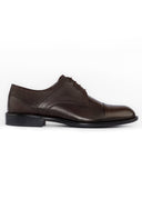 Semi-Textured Leather Derby Shoes — Subtle Formal Detail - Dark brown