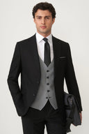 Jakamen Men’s Black Vest Suit – Modern Formal Fit - Black