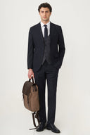 Jakamen Men’s Black Vest Suit – Modern Formal Fit - Navy