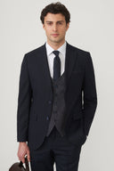 Jakamen Men’s Black Vest Suit – Modern Formal Fit - Navy