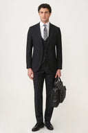 Jakamen Men’s Vest Suit – Peak Lapel - Black