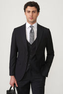 Jakamen Men’s Vest Suit – Peak Lapel - Black