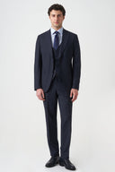 Jakamen Men’s Vest Suit – Peak Lapel - Navy