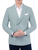 Men’s double breasted linen blazer - Green