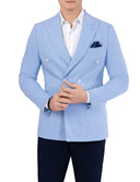 Men’s double breasted linen blazer - Light blue