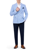 Men’s double breasted linen blazer - Light blue